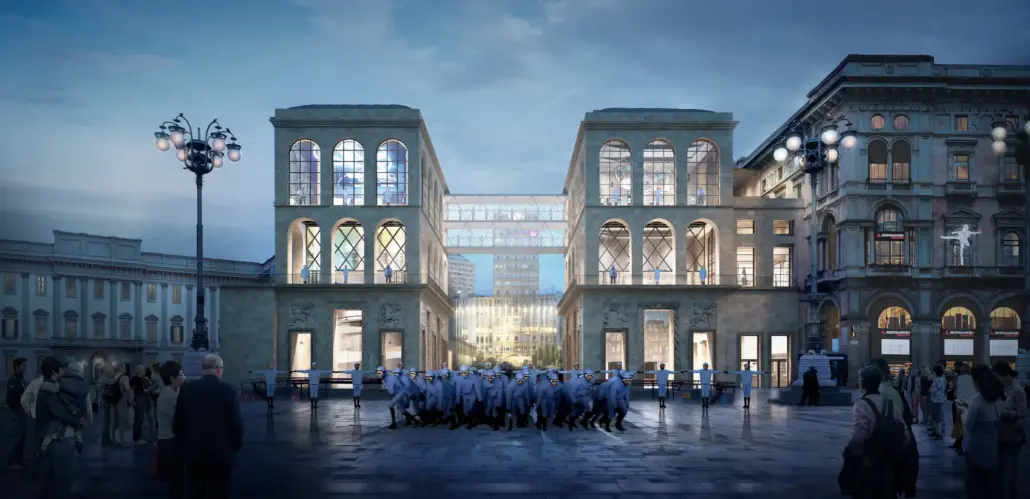 Progetto selezionato per la seconda fase del concorso “Novecentopiùcento” per l’ampliamento del Museo del Novecento in piazza Duomo a Milano.