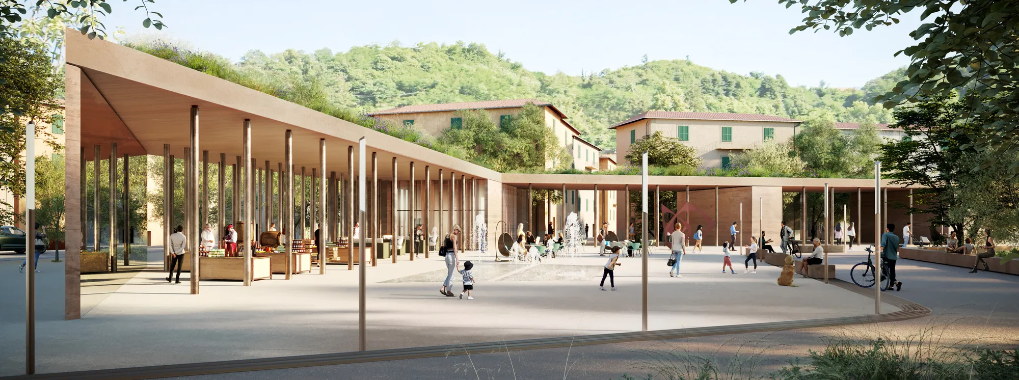 Secondo premio del concorso per la riqualificazione dell’area ex Cerusa di Masone (Ge): da zona industriale a piazza per il paese nuovo.